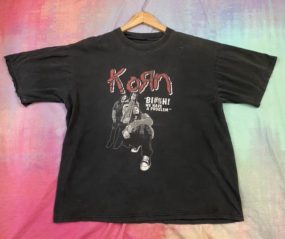 Vintage Y2K Korn Nu metal t shirt distressed faded We Have A Problem Tour Sz XL